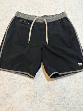 Vuori Men's Black Banks Running Unlined Surf Swim Shorts Size M